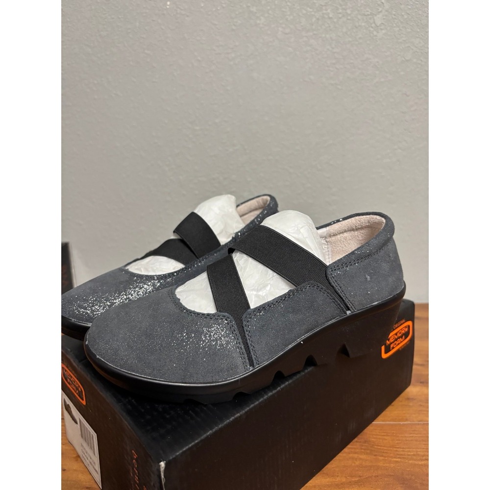 Bernie Mev TW130 Grey Shimmer Memory Foam Wedge Shoes Size 36 US 5-5.5
